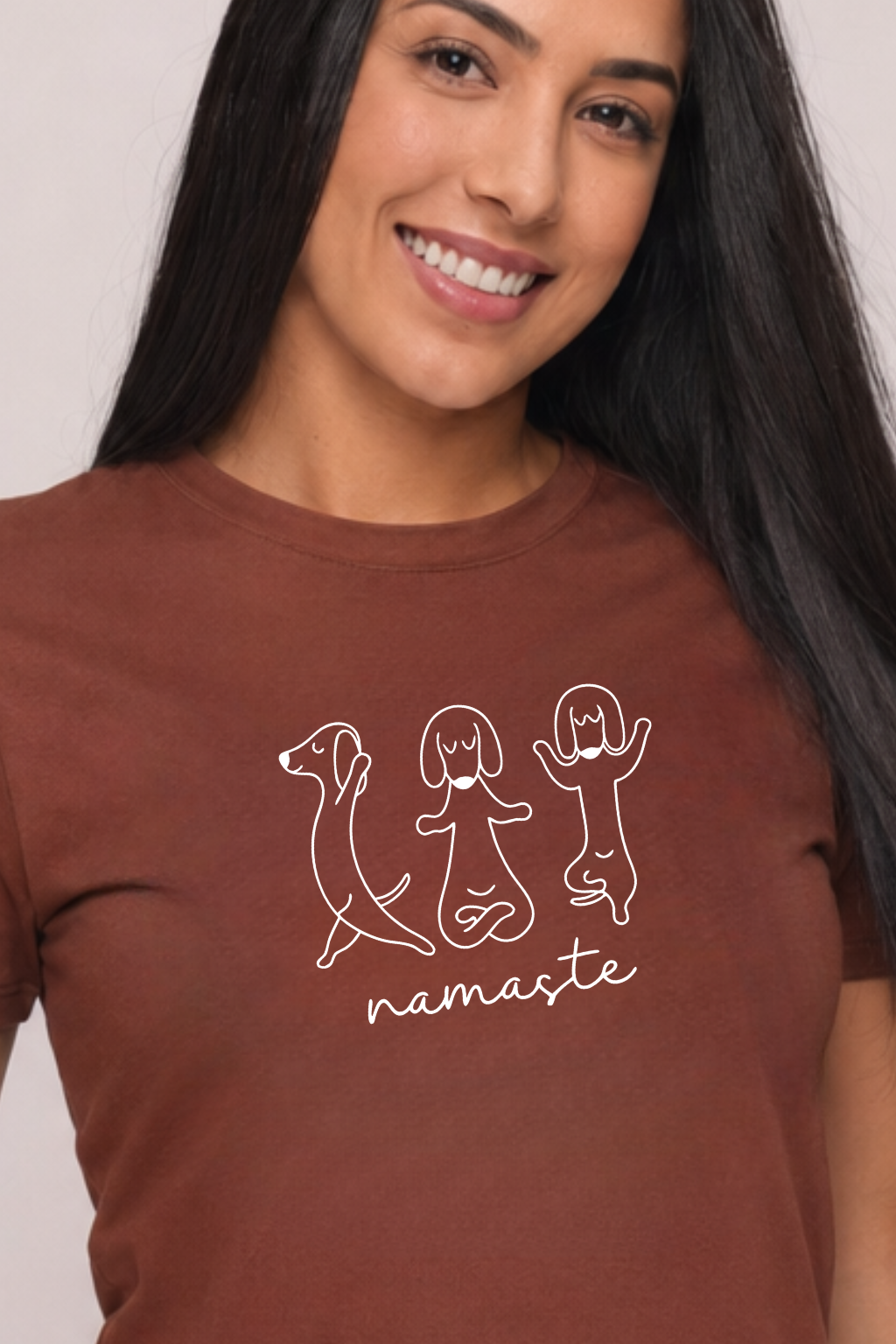 Camiseta babylook "Namaste" - marrom