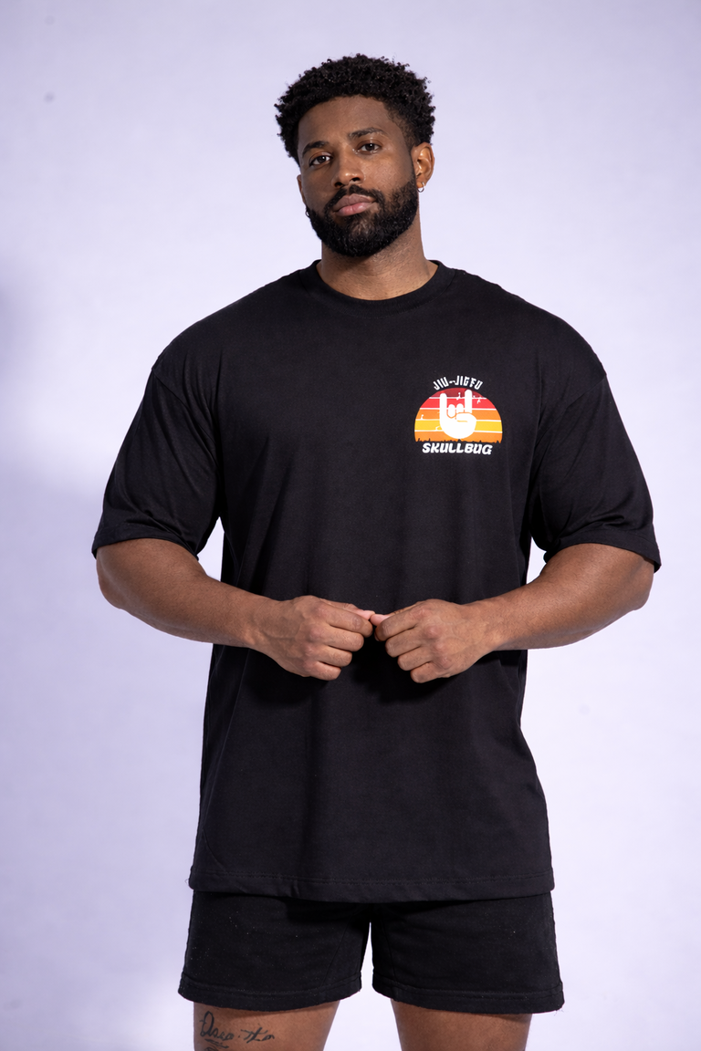 Camiseta oversized "Jiu-jitsu fighter" - preta