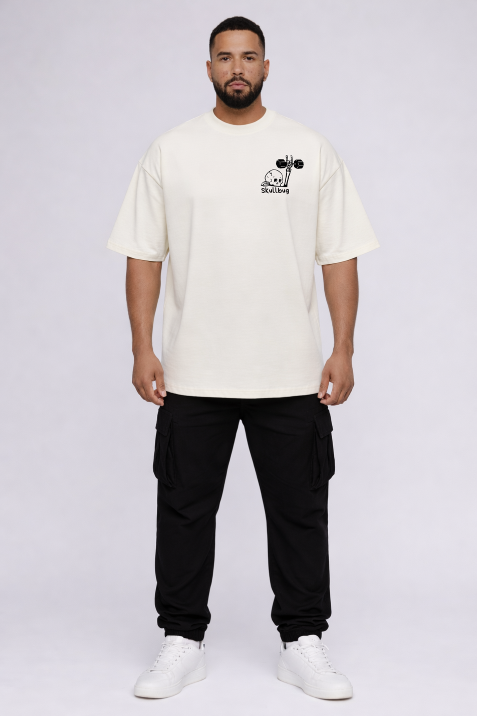 Camiseta oversized "Caveira" - off-white