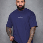 Camiseta oversized logo básica -azul marinho