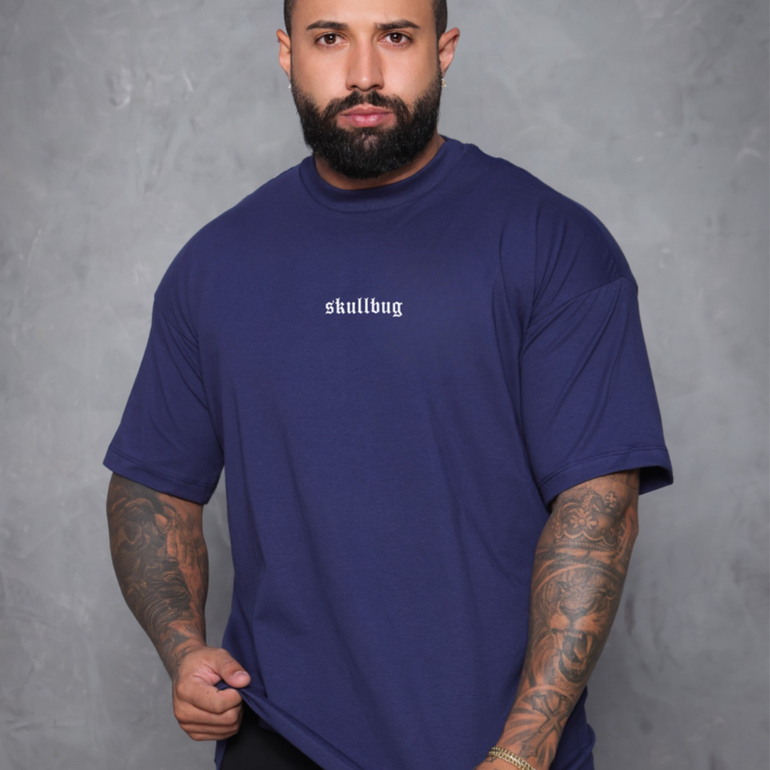 Camiseta oversized logo básica -azul marinho