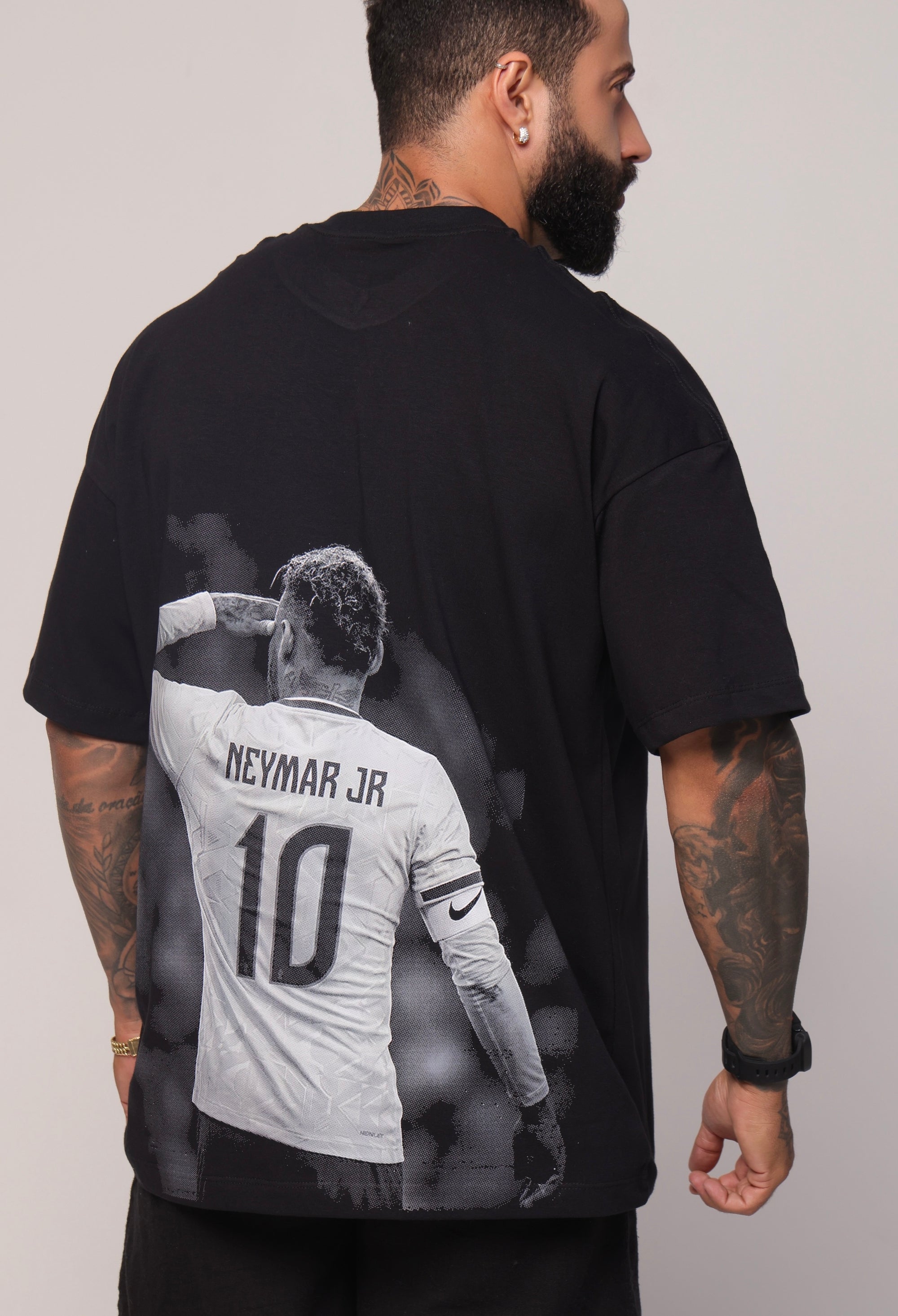 Camiseta oversized "NJ10" - preta