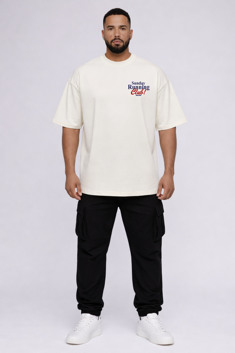 Camiseta oversized "Sunday Running Club" - off-wwhite
