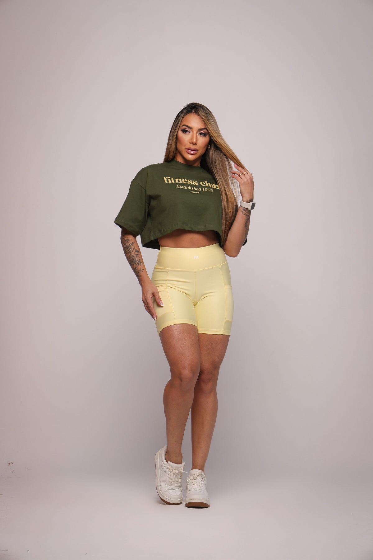 Croppe oversized "Fitness club" - verde