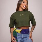 Cropped oversized básico - verde