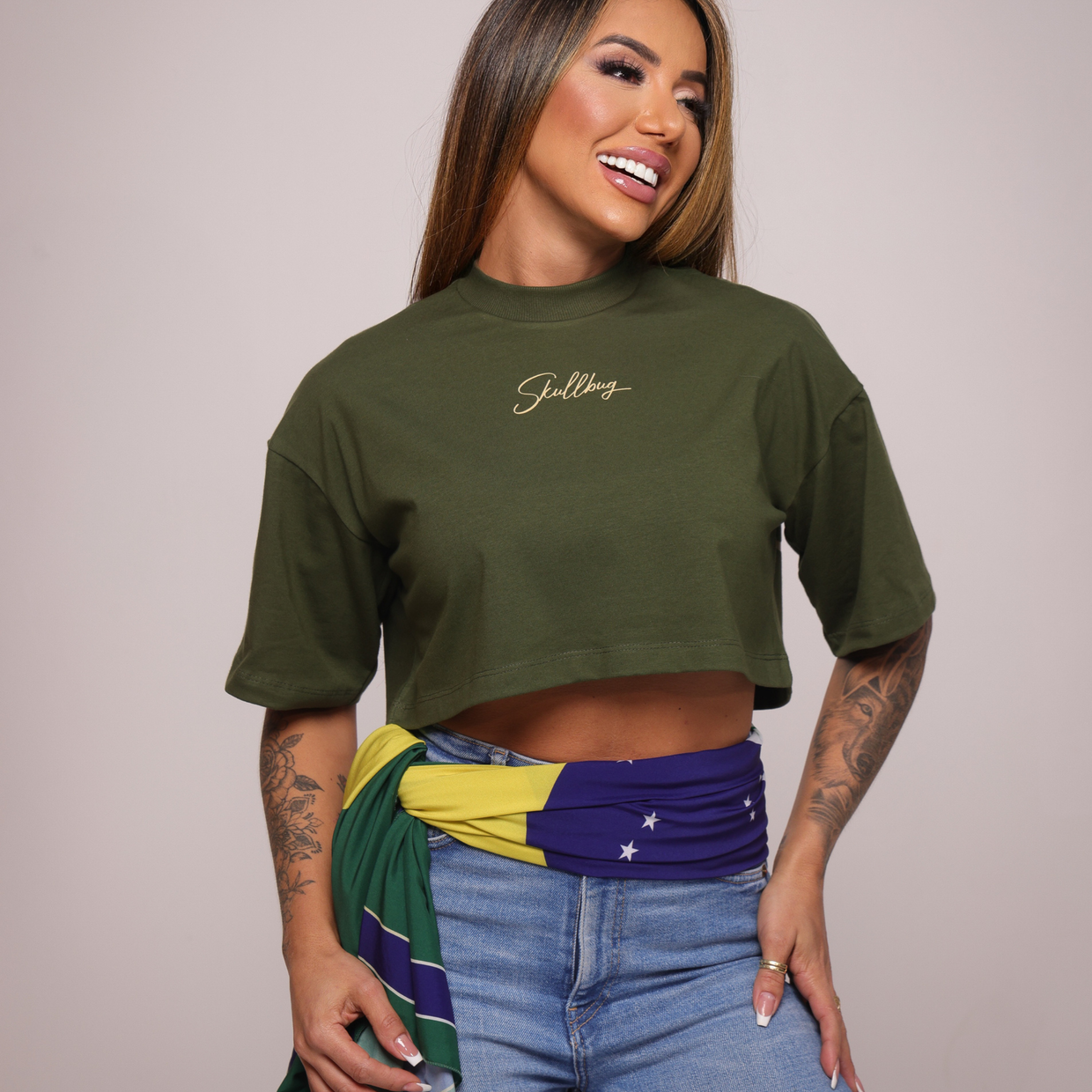 Cropped oversized básico - verde