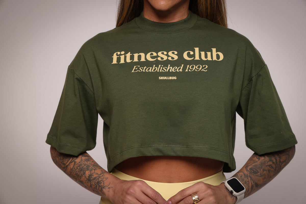 Croppe oversized "Fitness club" - verde