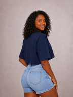 Cropped oversized "Los Angeles" - azul marinho