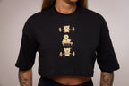 Cropped oversized "Fitness bear" - preto