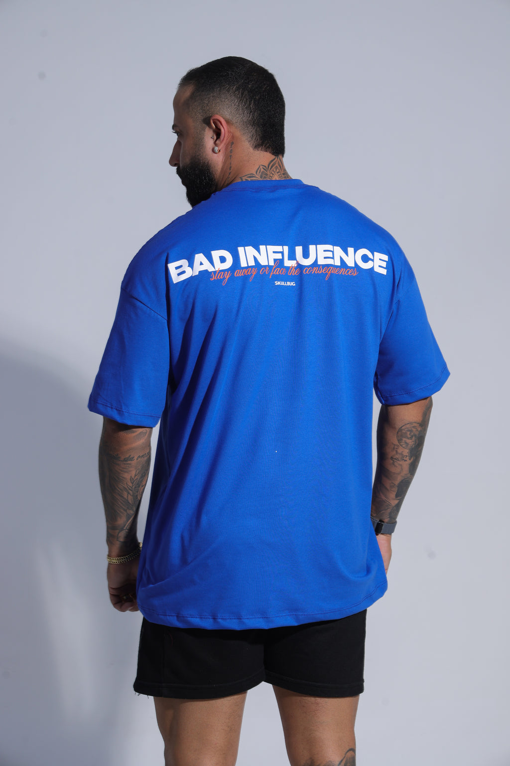 Camiseta oversized BAD INFLUENCE azul - 170g