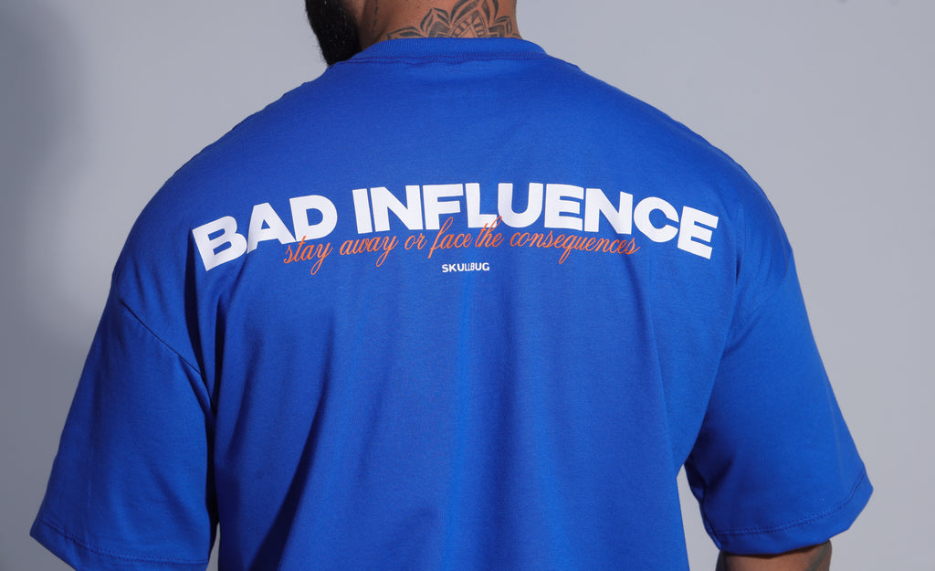 Camiseta oversized BAD INFLUENCE azul - 170g