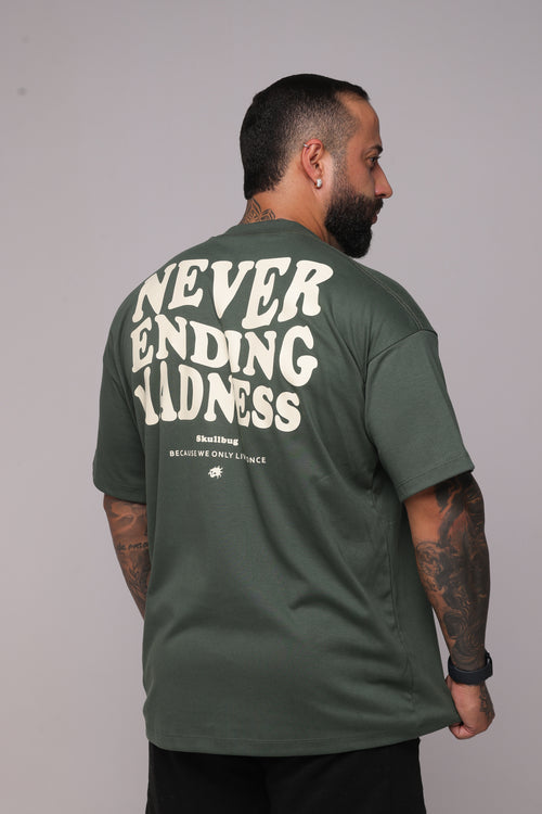 Camiseta oversized "Never ending" verde - 230g
