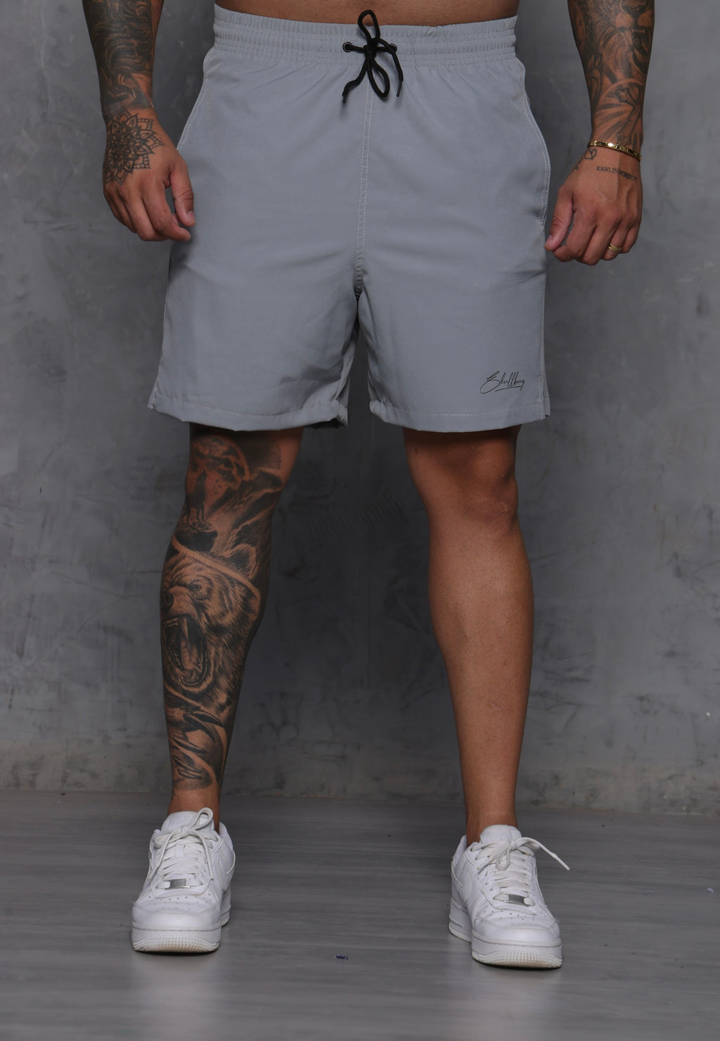 Short Tactel com elastano cinza