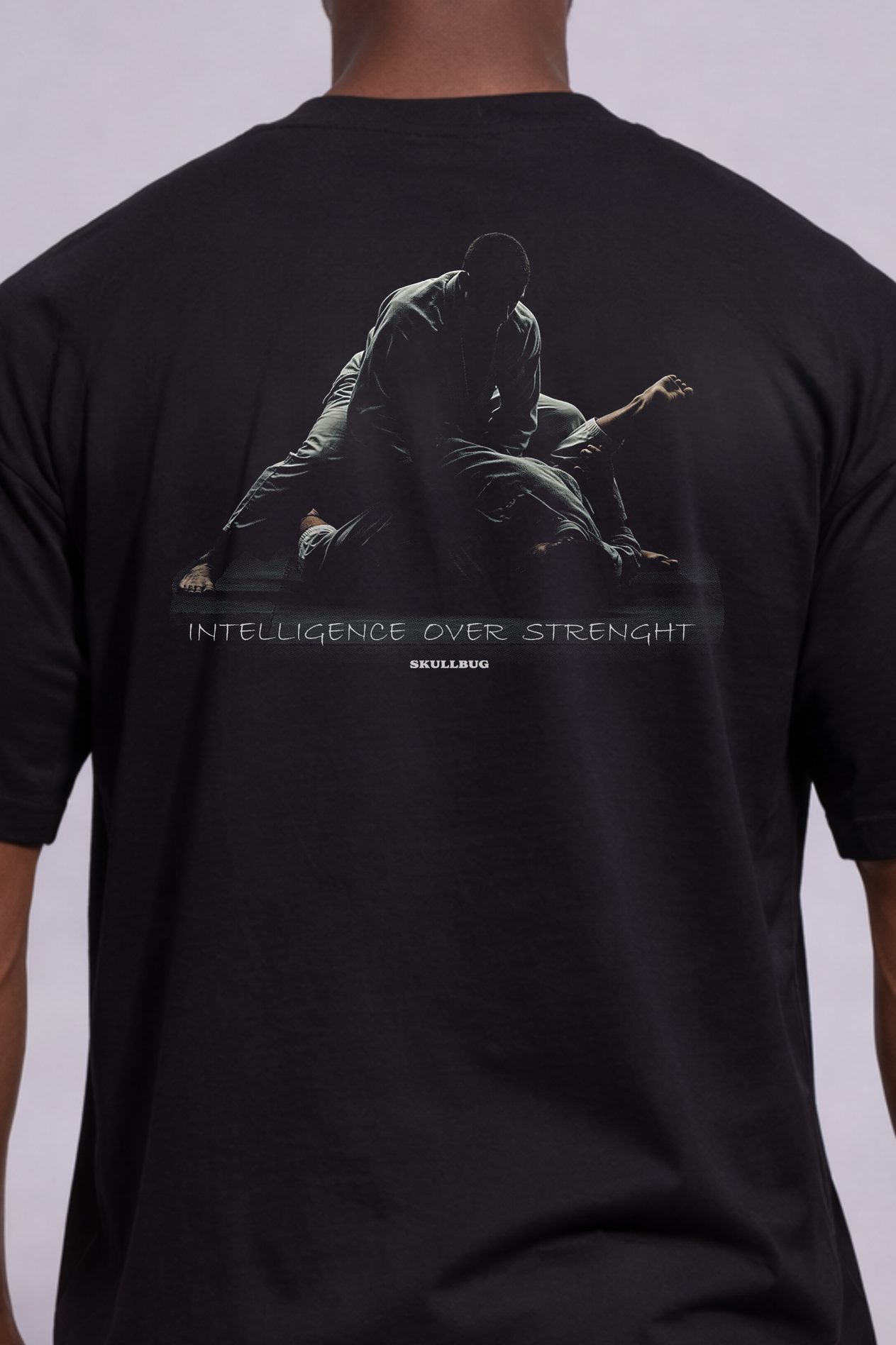 Camiseta oversized "BJJ intelligence" - preta