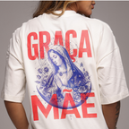 Camiseta oversized "Graça Mãe" - off-white