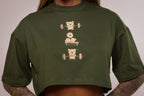 Cropped oversized "Fitness bear" - verde