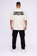 Camiseta oversized "Stay at home" - off-white