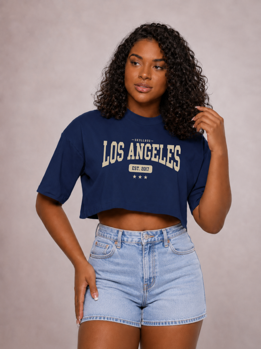 Cropped oversized "Los Angeles" - azul marinho