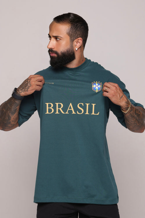 Camiseta oversized "BRASIL" suedine - 240g