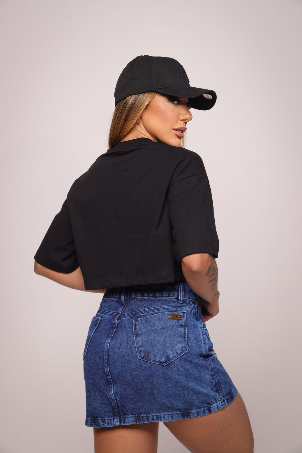 Cropped oversized "Brasil" - preto
