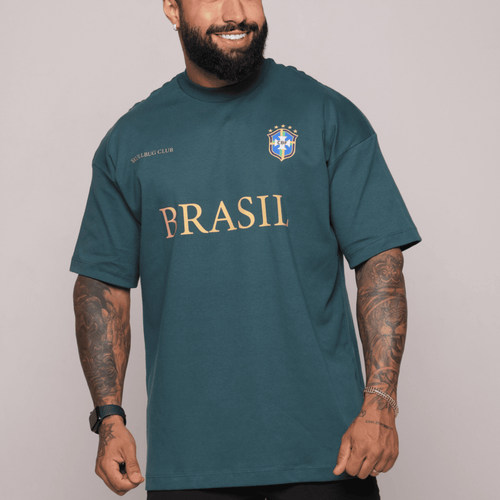 Camiseta oversized "BRASIL" suedine - 240g