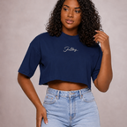 Cropped oversized básico - azul marinho