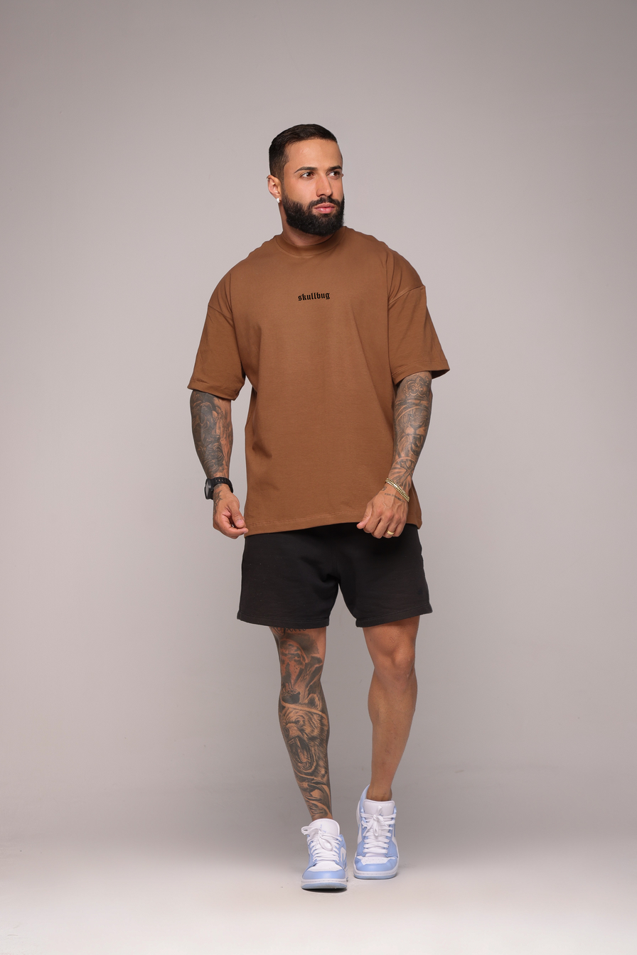 Camiseta oversized logo básica - marrom