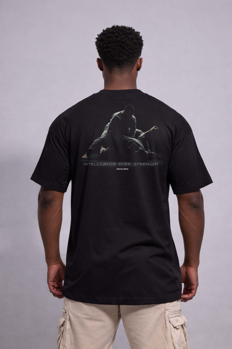 Camiseta oversized "BJJ intelligence" - preta