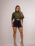 Cropped oversized "Namaste" - verde