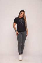 Camiseta babylook "Guadalupe" -  preta