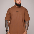 Camiseta oversized logo básica - marrom