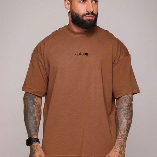 Camiseta oversized logo básica - marrom