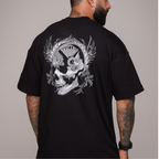 Camiseta oversized "Skull 20kgs" - preta