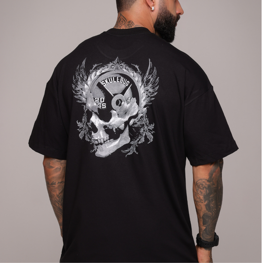 Camiseta oversized "Skull 20kgs" - preta
