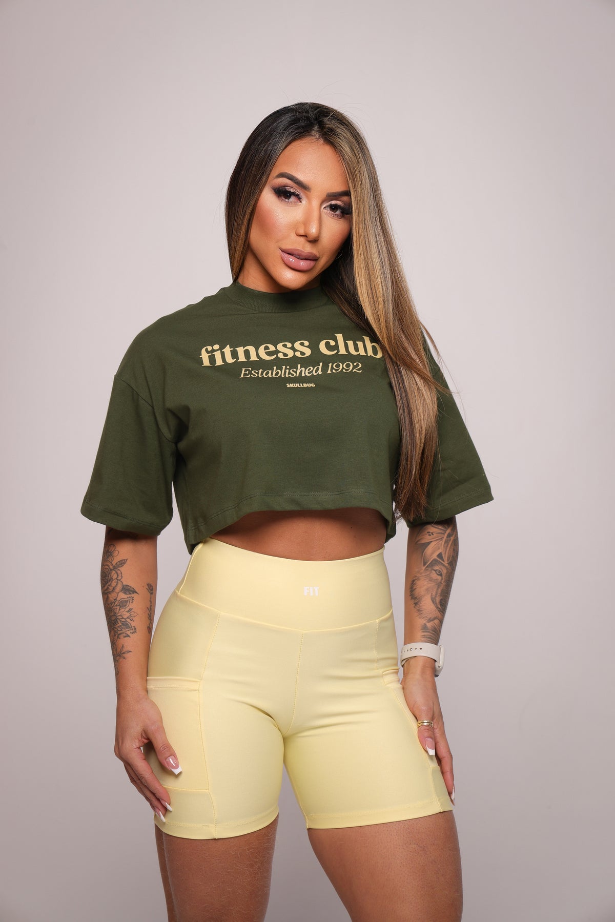 Croppe oversized "Fitness club" - verde