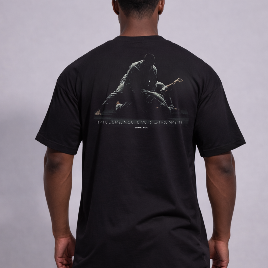 Camiseta oversized "BJJ intelligence" - preta