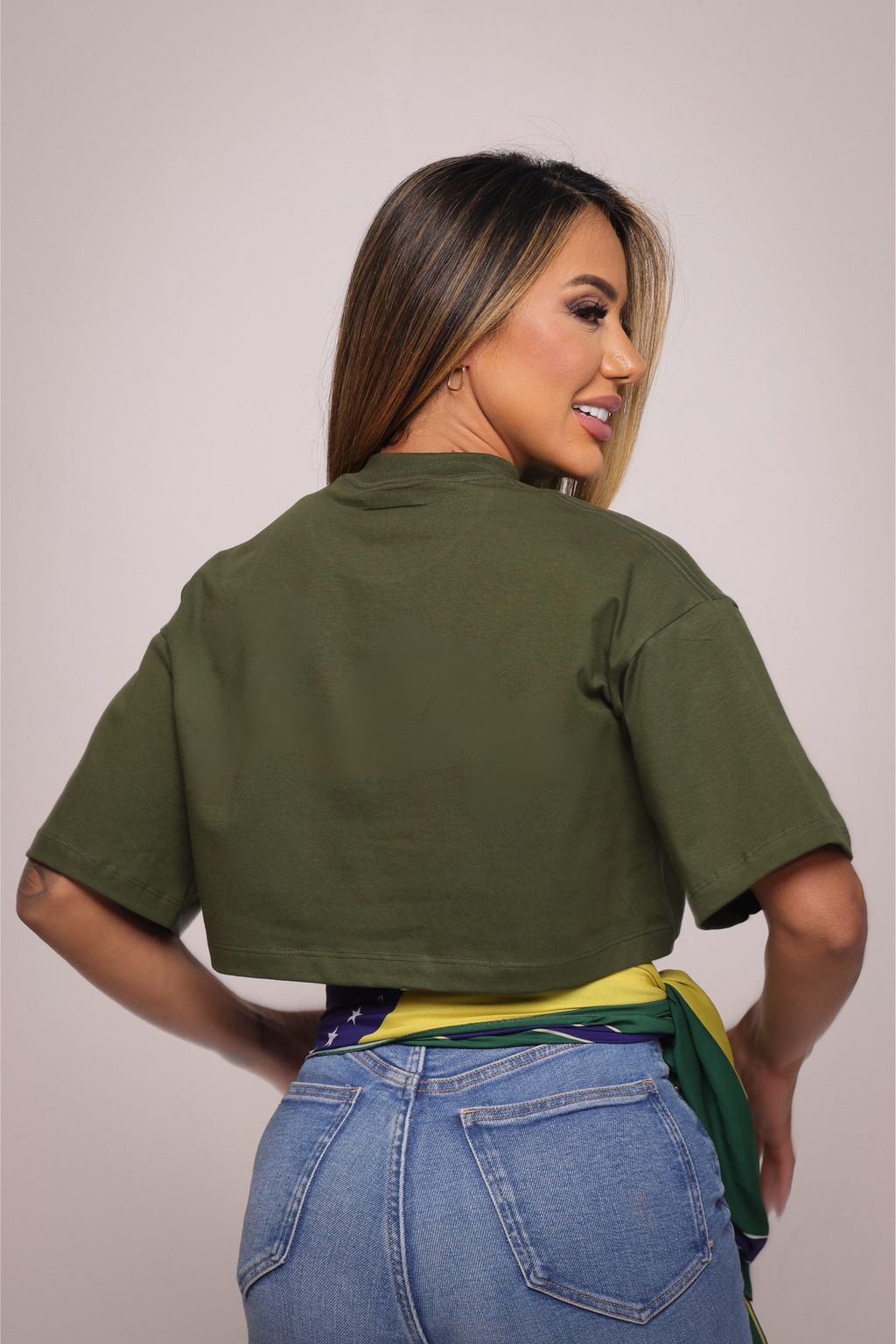 Cropped oversized básico - verde