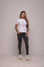 Camiseta babylook "Aquarela" - branca