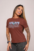 Camiseta babylook "Romanos 12:2" - marrom
