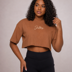 Cropped oversized básico - marrom