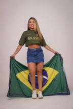 Cropped oversized "Brasil" - verde