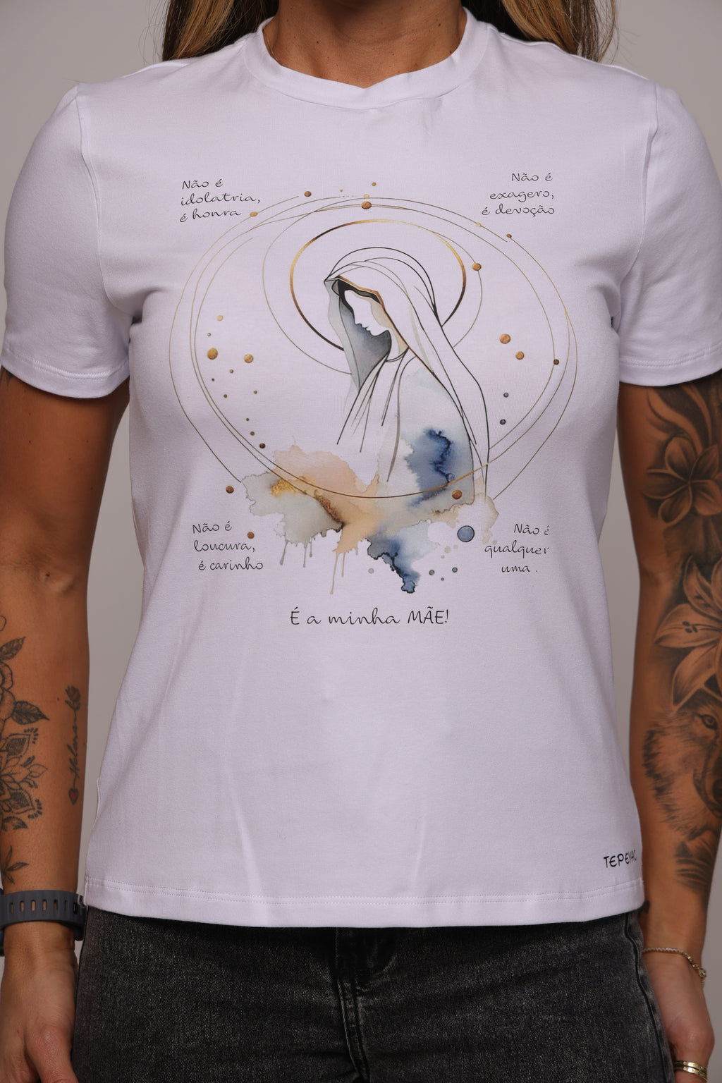 Camiseta babylook "Aquarela" - branca