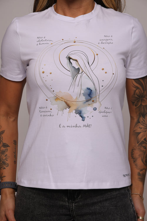Camiseta babylook "Aquarela" - branca