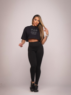 Cropped oversized "Namaste" - preto