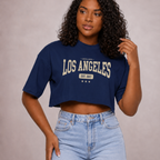 Cropped oversized "Los Angeles" - azul marinho