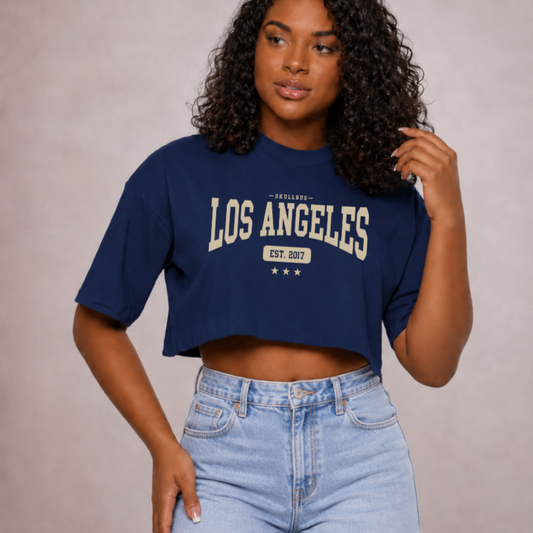 Cropped oversized "Los Angeles" - azul marinho