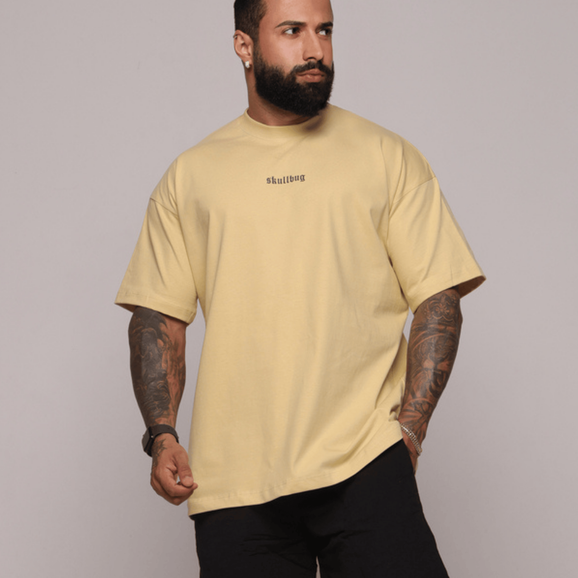 Camiseta oversized básica strong mostarda - 250g