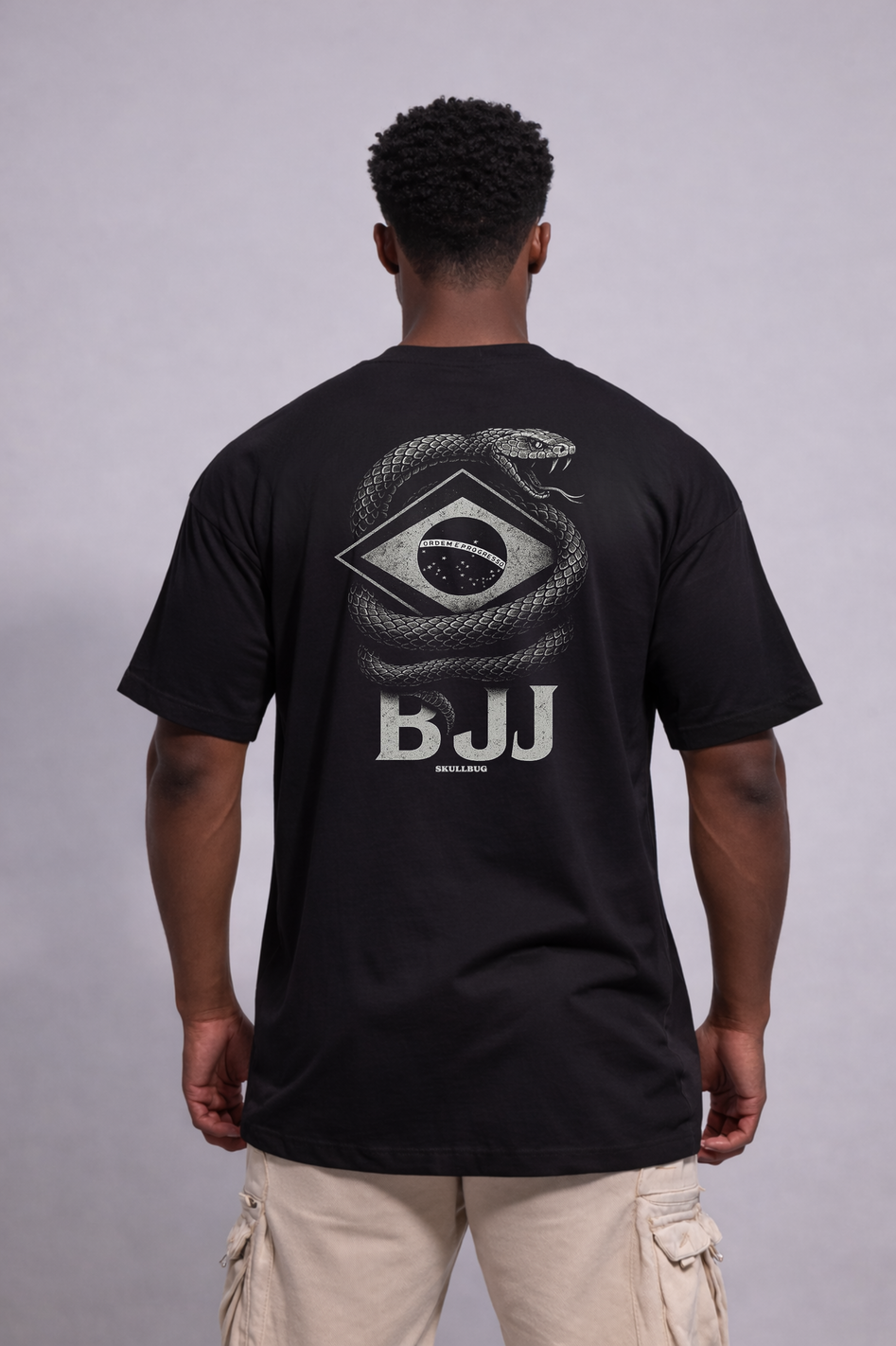 Camiseta oversized "BJJ Snake" - preto