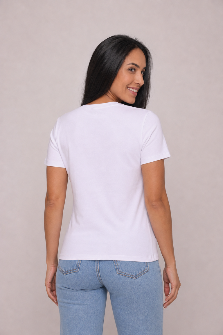 Camiseta babylook "Hard work" - branca
