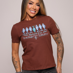 Camiseta babylook "Romanos 12:2" - marrom